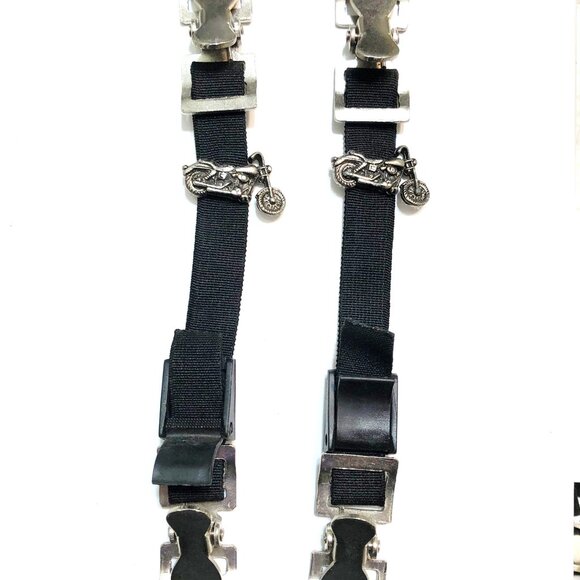 Tennessee Leather Unisex Motorcycle Medallions Riding Pant Alligator Clips 💸 - Picture 1 of 3